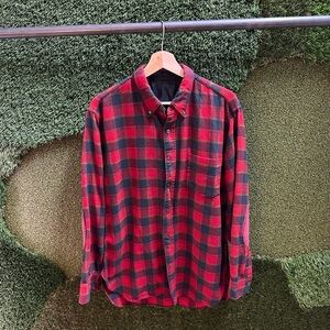 Vintage 1970s Red Plaid Flannel Large